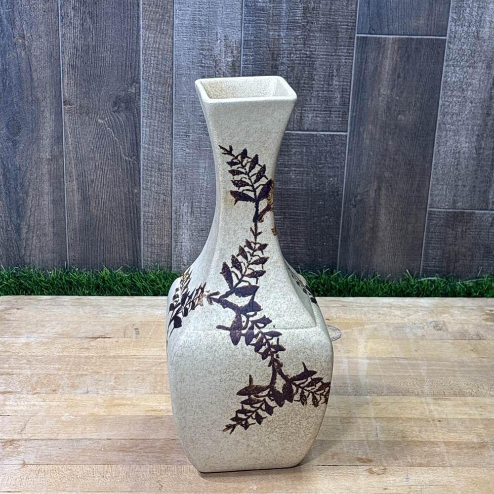 Vintage Handcrafted Stoneware Pottery Vase Signed Dedication Floral Decor